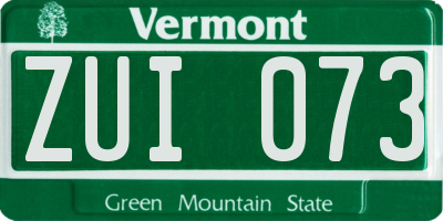 VT license plate ZUI073
