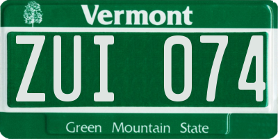 VT license plate ZUI074