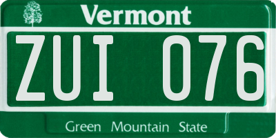 VT license plate ZUI076