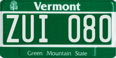 VT license plate ZUI080