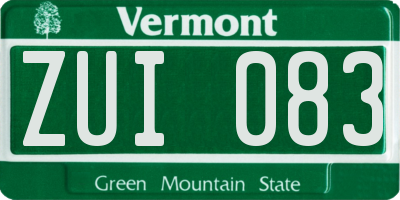 VT license plate ZUI083