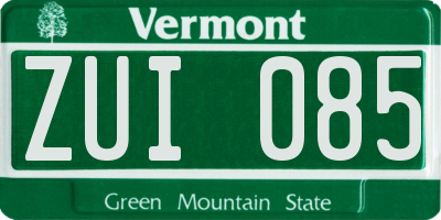 VT license plate ZUI085