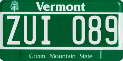 VT license plate ZUI089