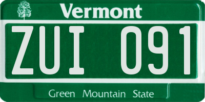 VT license plate ZUI091