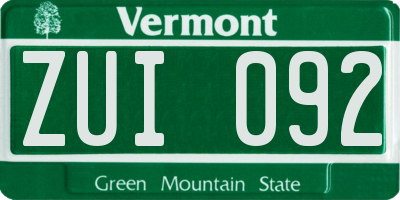 VT license plate ZUI092