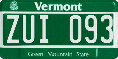 VT license plate ZUI093