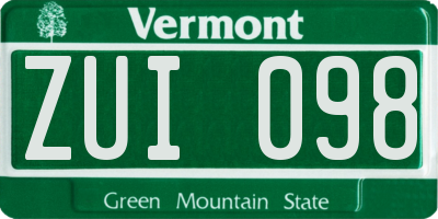 VT license plate ZUI098