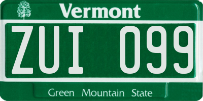VT license plate ZUI099