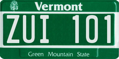 VT license plate ZUI101