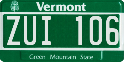 VT license plate ZUI106