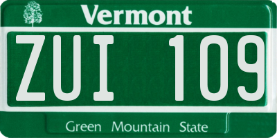 VT license plate ZUI109