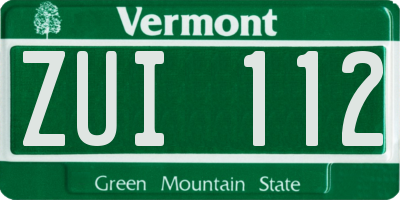 VT license plate ZUI112