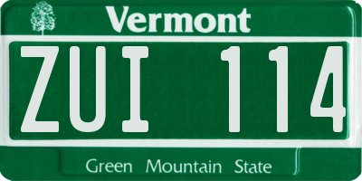VT license plate ZUI114
