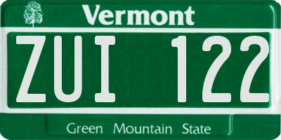 VT license plate ZUI122