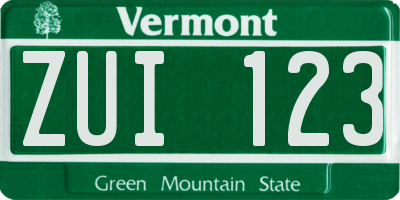 VT license plate ZUI123