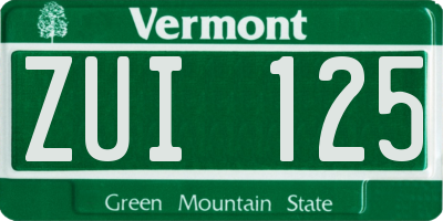 VT license plate ZUI125