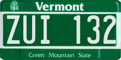 VT license plate ZUI132