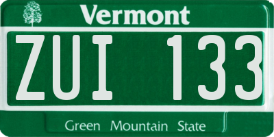VT license plate ZUI133