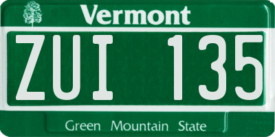 VT license plate ZUI135
