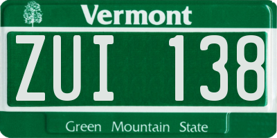 VT license plate ZUI138
