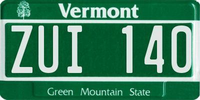 VT license plate ZUI140