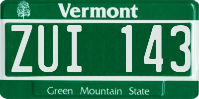VT license plate ZUI143