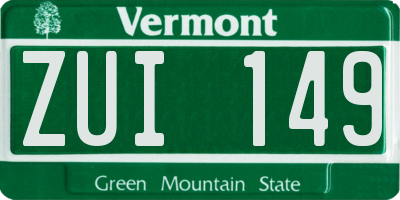 VT license plate ZUI149