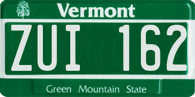 VT license plate ZUI162