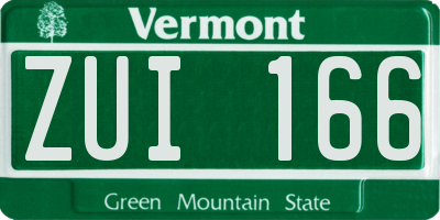 VT license plate ZUI166