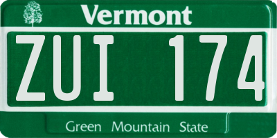 VT license plate ZUI174