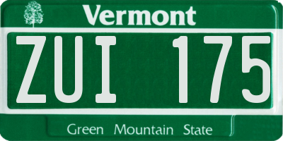VT license plate ZUI175