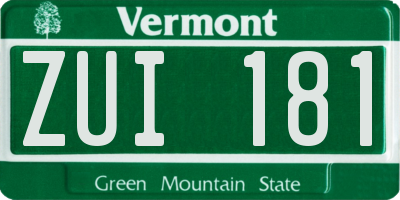 VT license plate ZUI181