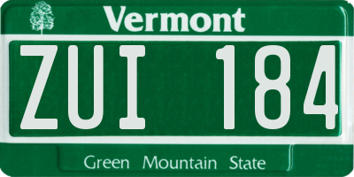 VT license plate ZUI184