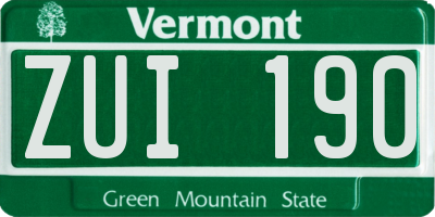 VT license plate ZUI190