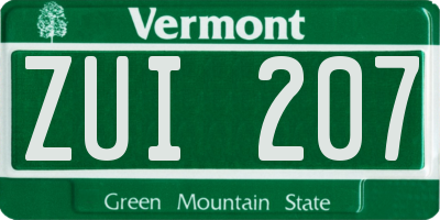 VT license plate ZUI207
