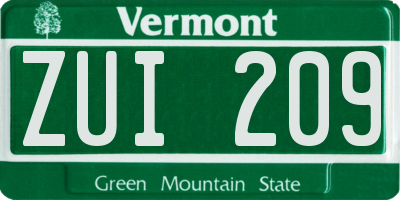 VT license plate ZUI209