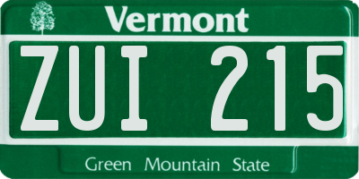 VT license plate ZUI215
