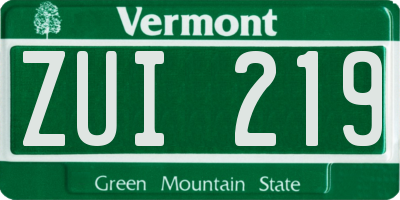VT license plate ZUI219