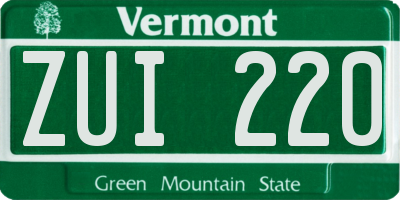 VT license plate ZUI220