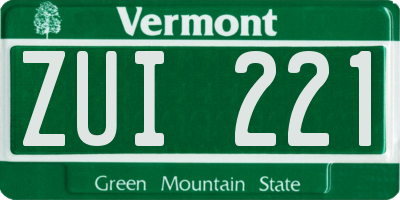 VT license plate ZUI221