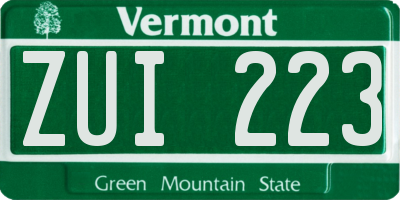 VT license plate ZUI223