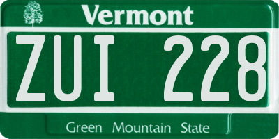 VT license plate ZUI228