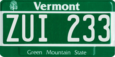 VT license plate ZUI233