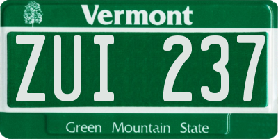 VT license plate ZUI237