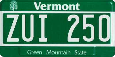 VT license plate ZUI250