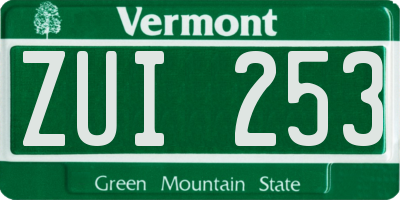 VT license plate ZUI253