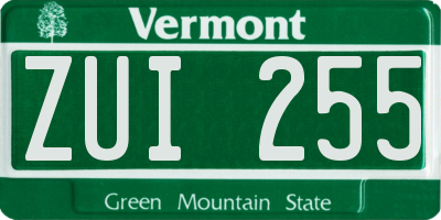 VT license plate ZUI255