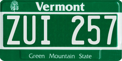 VT license plate ZUI257