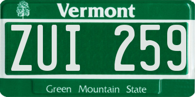 VT license plate ZUI259