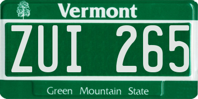 VT license plate ZUI265